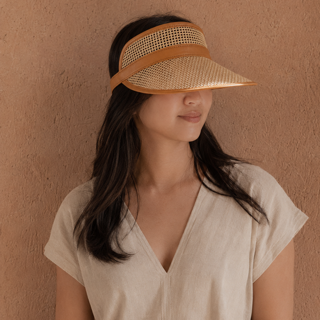 Sumi Leather and Cane Rattan Visor