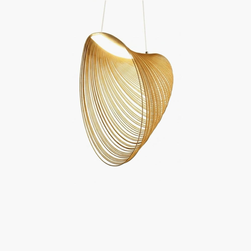 L'Onde Curved Arc Woven Rattan Pendant Light