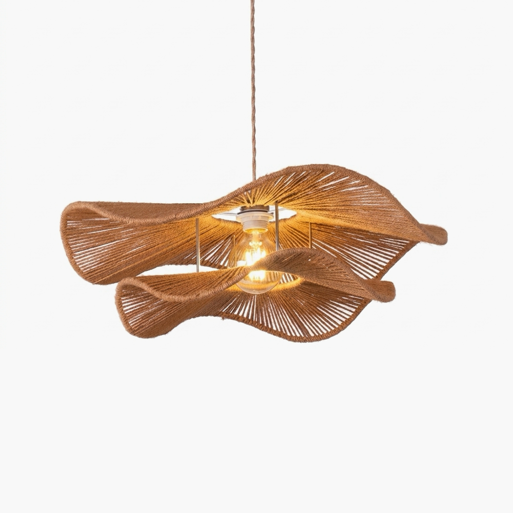 Wavelet Woven Rattan Ripple Pendant Light