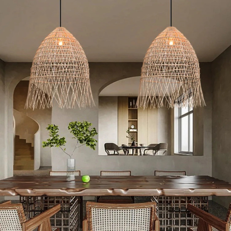 Douce Brise Fine Rattan Fringe Pendant Light