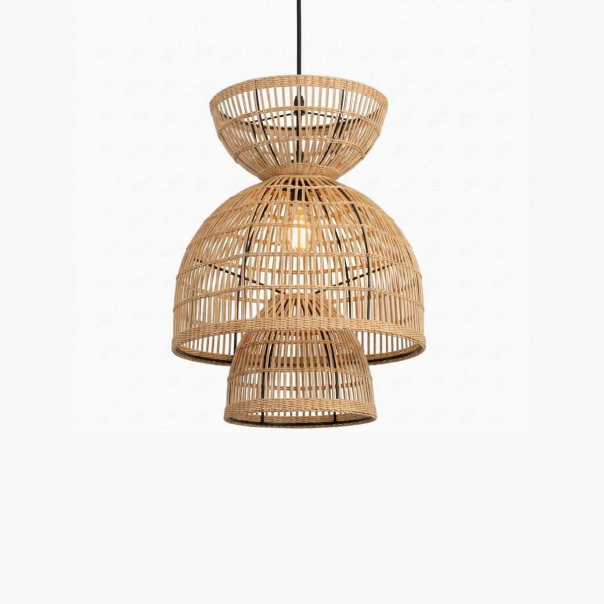 Zenith Multi-Tier Woven Rattan Pendant Light