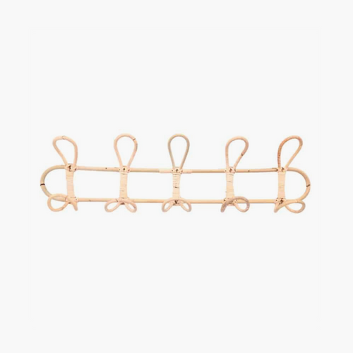5-Hook Woven Rattan Wall Coat Rack