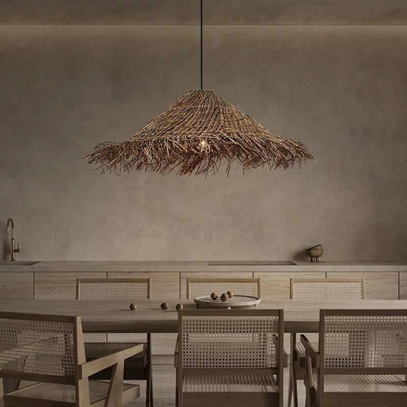 Pastorale Straw Hat Woven Rattan Pendant Light