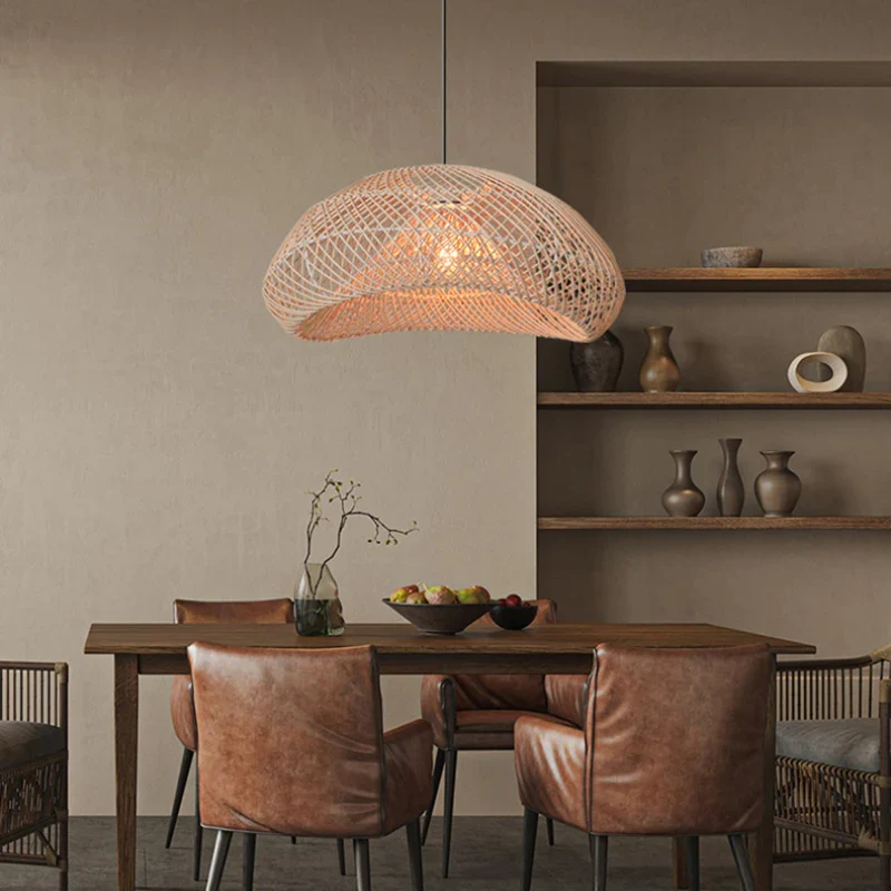 Coucher de Soleil Woven Rattan Dome Pendant Light