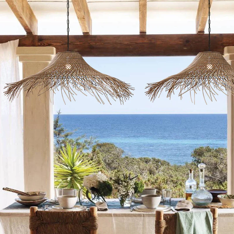 St. Tropez Terrace Woven Rattan Pendant Light