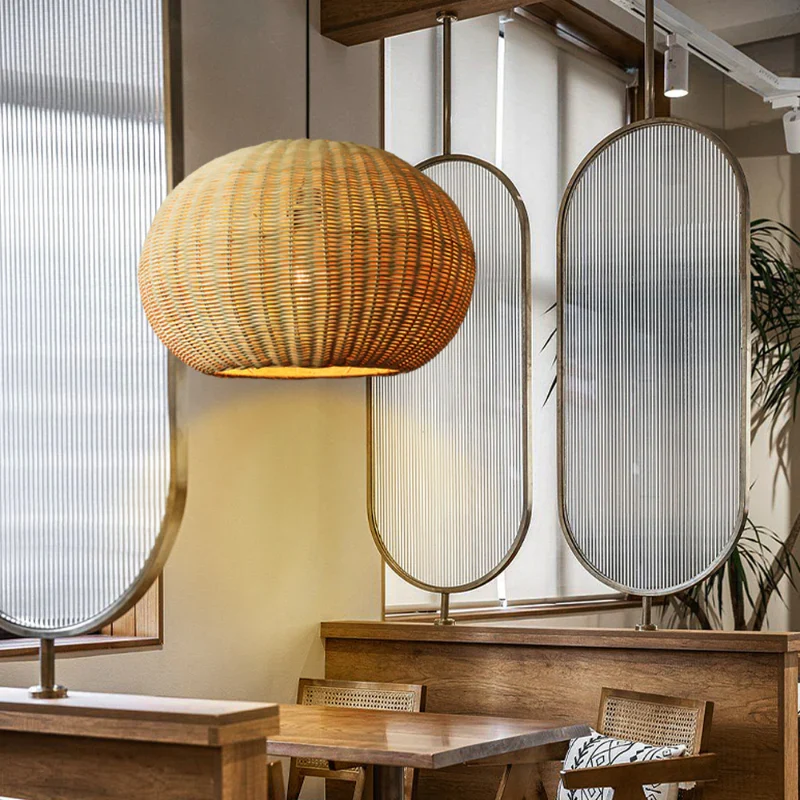 Soléa Woven Wicker Globe Pendant Light