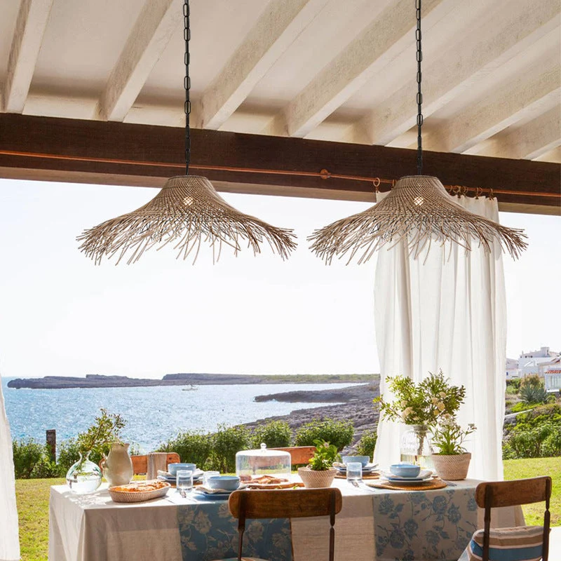 St. Tropez Terrace Woven Rattan Pendant Light