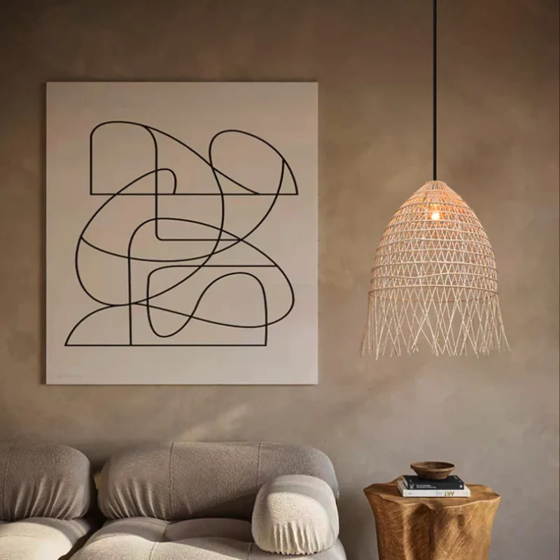 Douce Brise Fine Rattan Fringe Pendant Light
