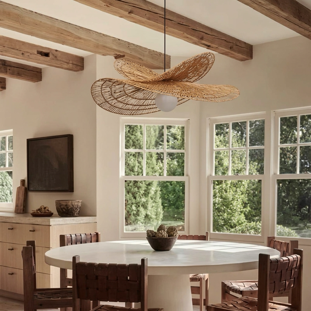 Éclipse Layered Woven Rattan Pendant Light
