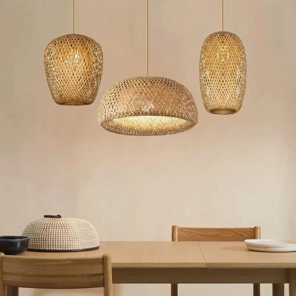 Trio Lumière Linear Multi-Pendant Bamboo Light