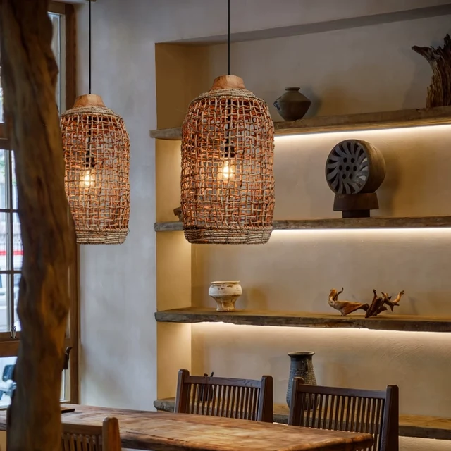 Nomad Woven Rattan Cage Pendant Light