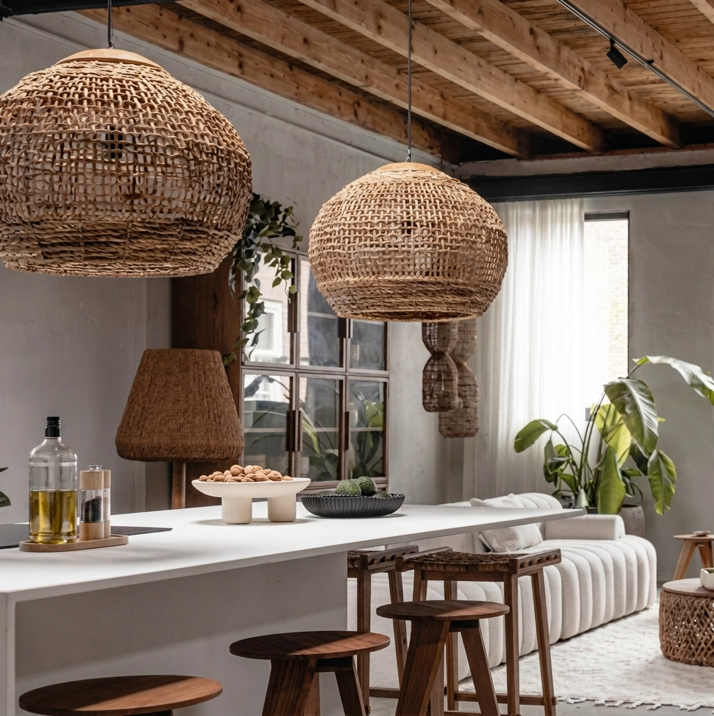 Sphere Woven Rattan Pendant Light