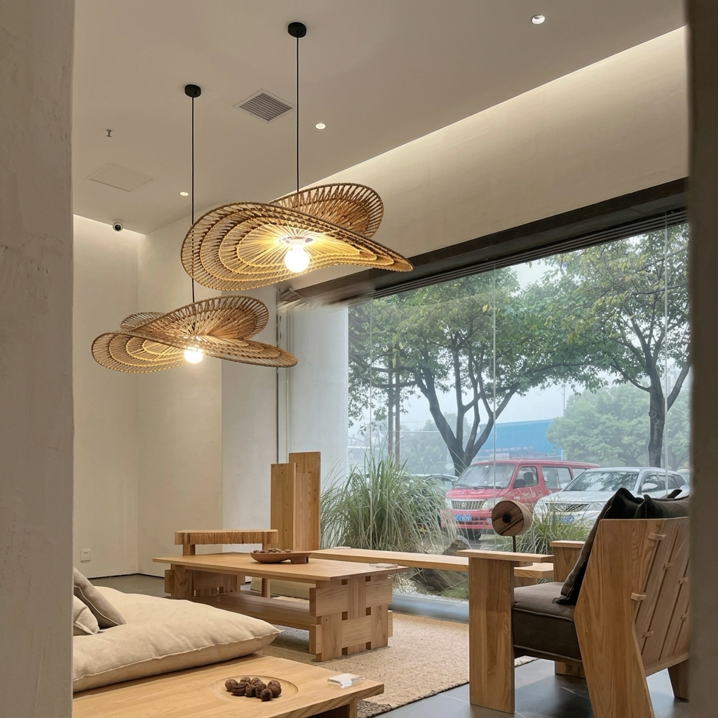 Éclipse Layered Woven Rattan Pendant Light