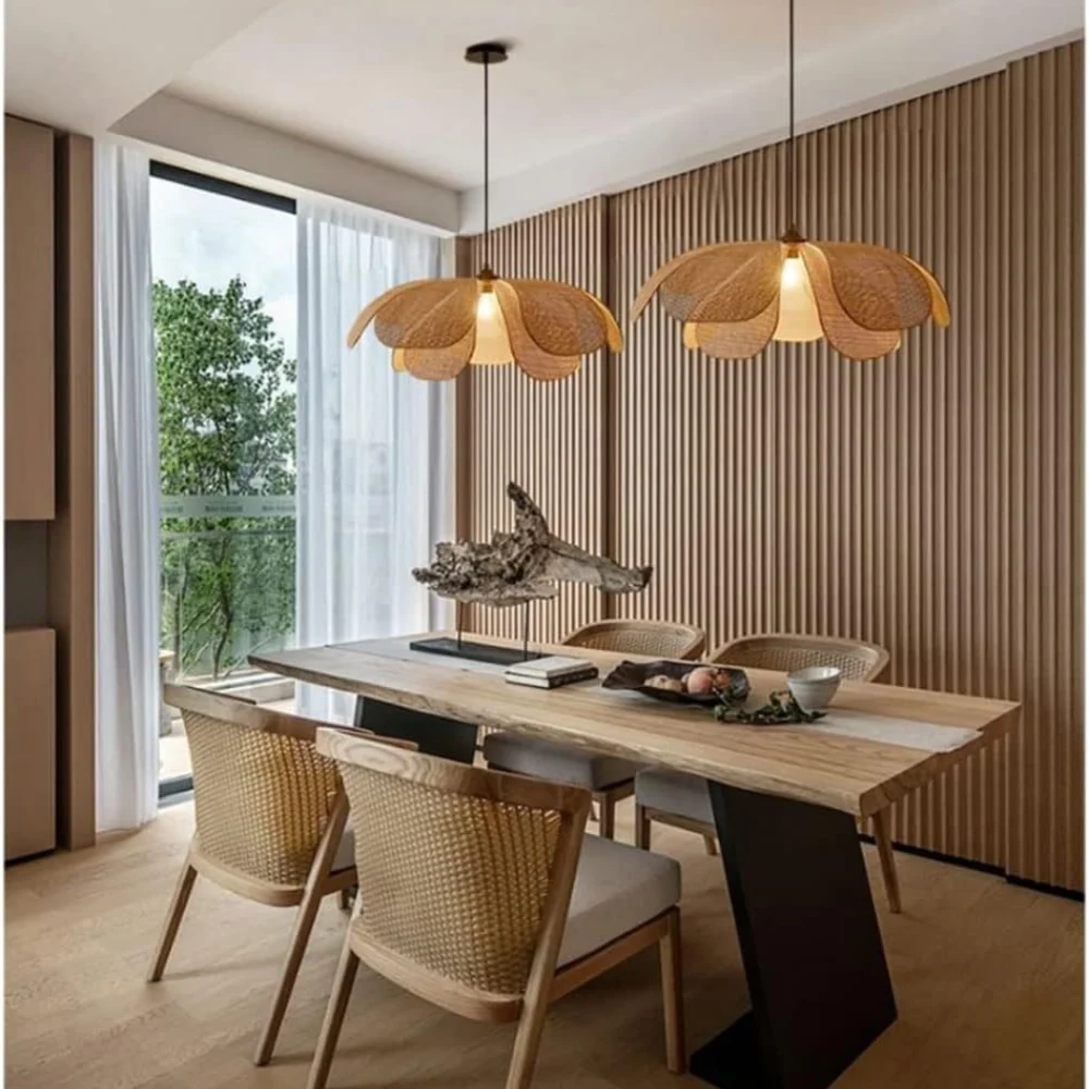 Lola Floral Rattan Pendant Light